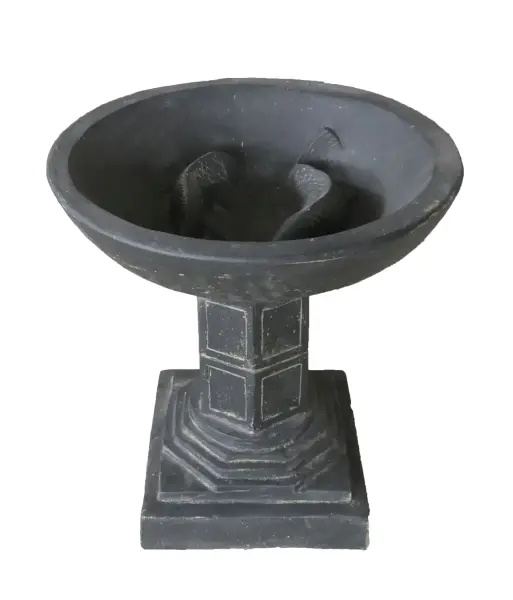 Product image 1 of the product “Fish with bowl stand (Set), 50 cm Dia and 53cm Height | Cast stone, handcrafted & coloured ”